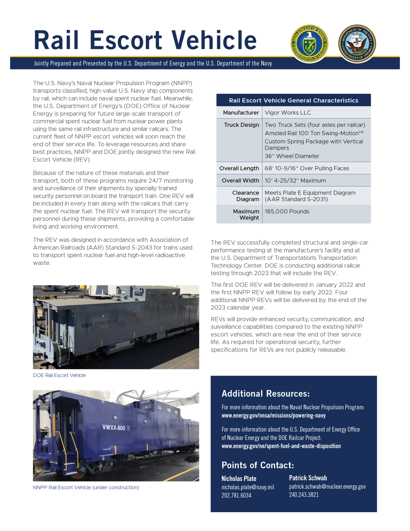 Rail Escort Vehicle Fact Sheet | Department of Energy